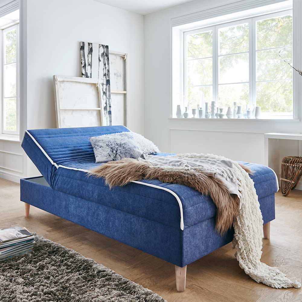 Verstellbare Daybed Polsterliege in Blau Samt - Blackbird