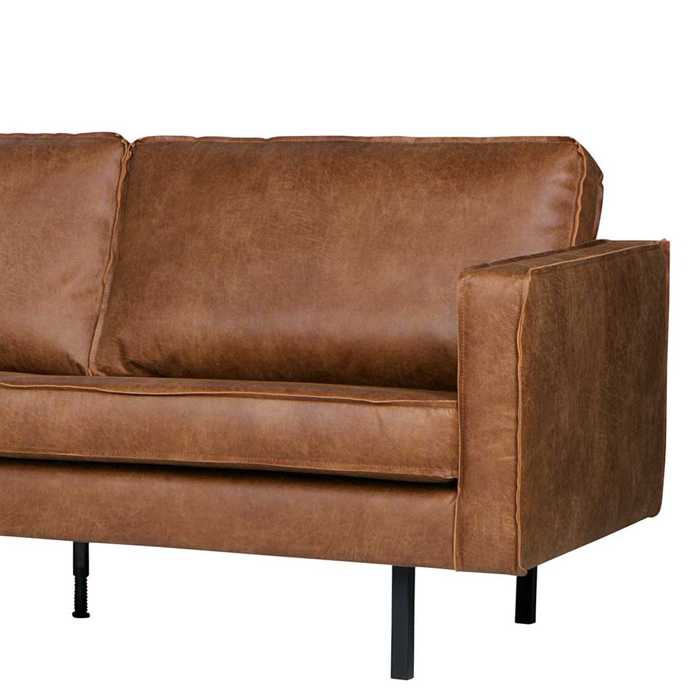 266x85x213 Recyclingleder Ecksofa in Cognac Braun - Huropa