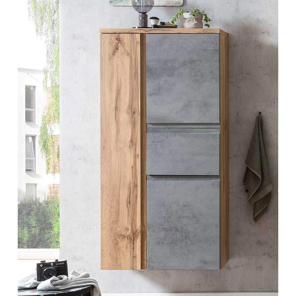 Midi Badschrank - 3-türig & Schublade - Mia I