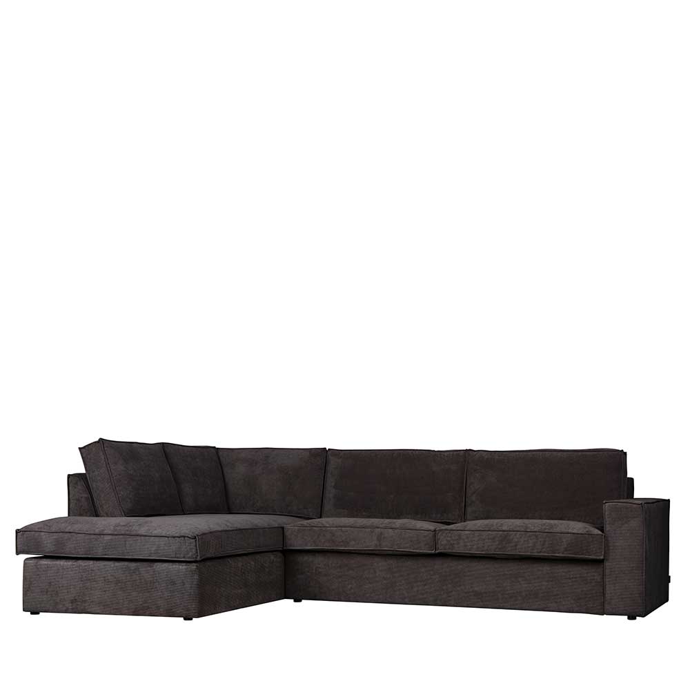 283x92x197 Eckcouch in Grau Cord Stoff - Olciano