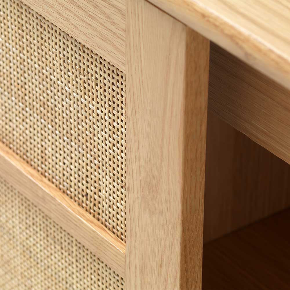 Sideboard mit Schiebetüren Rattan Geflecht Front - Saltenas