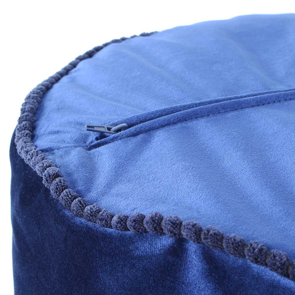 45x38x45 Hocker Pouf aus Samt in Blau - Quinn