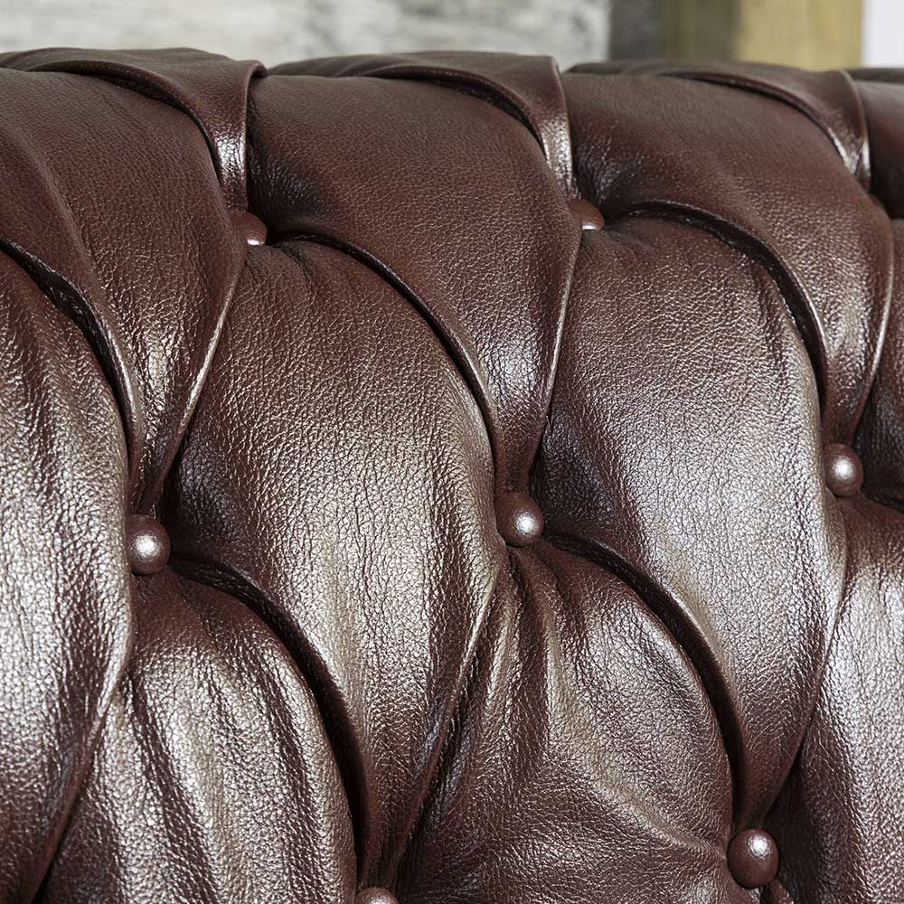 Antikleder Sofa in Braun - Chesterfield Style - Cementa