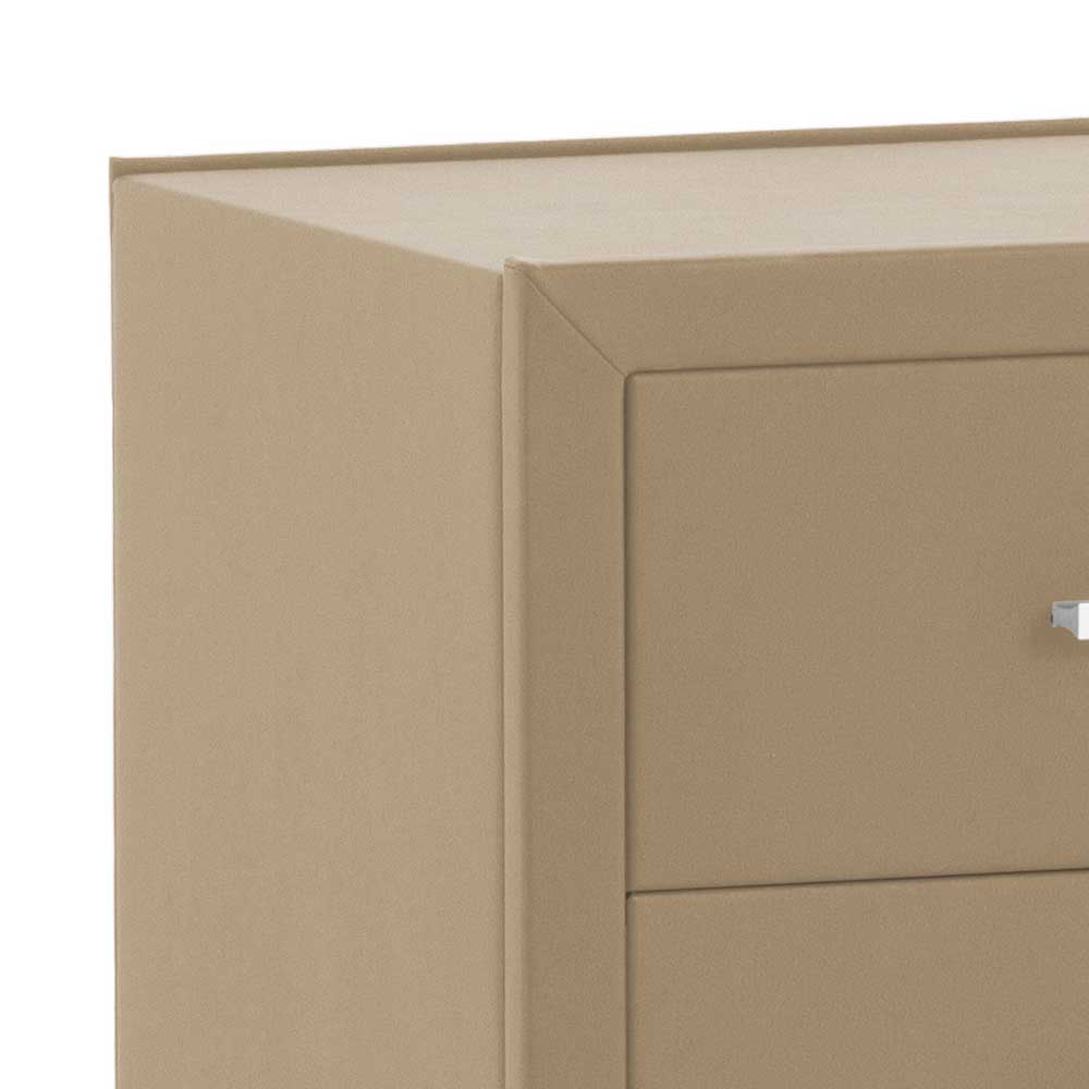 Schubladen Nachtschrank Clairy in Kunstleder Beige