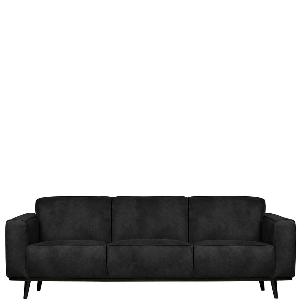 230cm breite Kunstwildledercouch in Schwarz - Fanossy