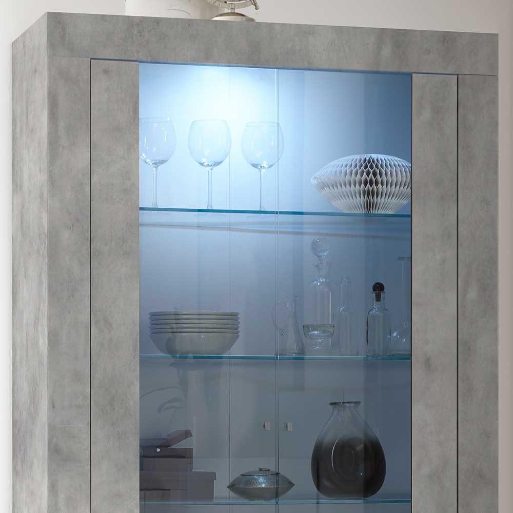 Wohnzimmer Vitrine in Beton Optik - Vareika