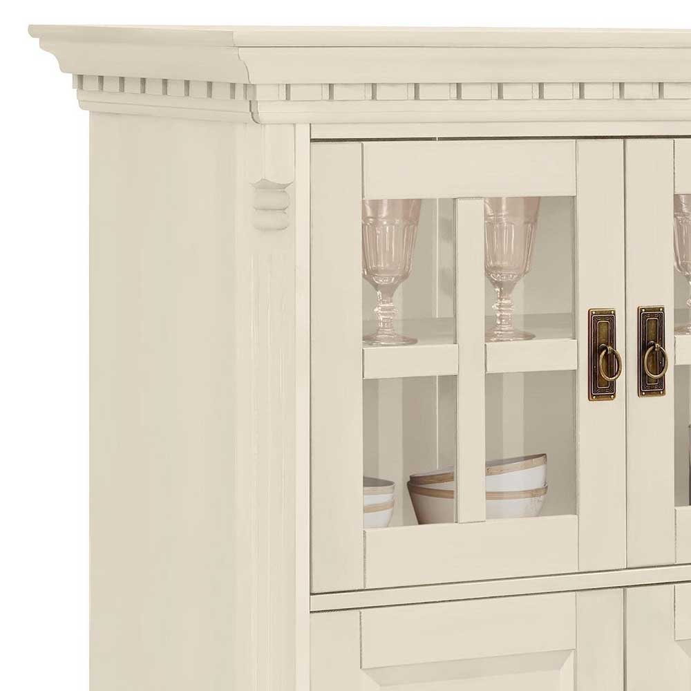 Landhaus Highboard in Creme gewachst - Rospus