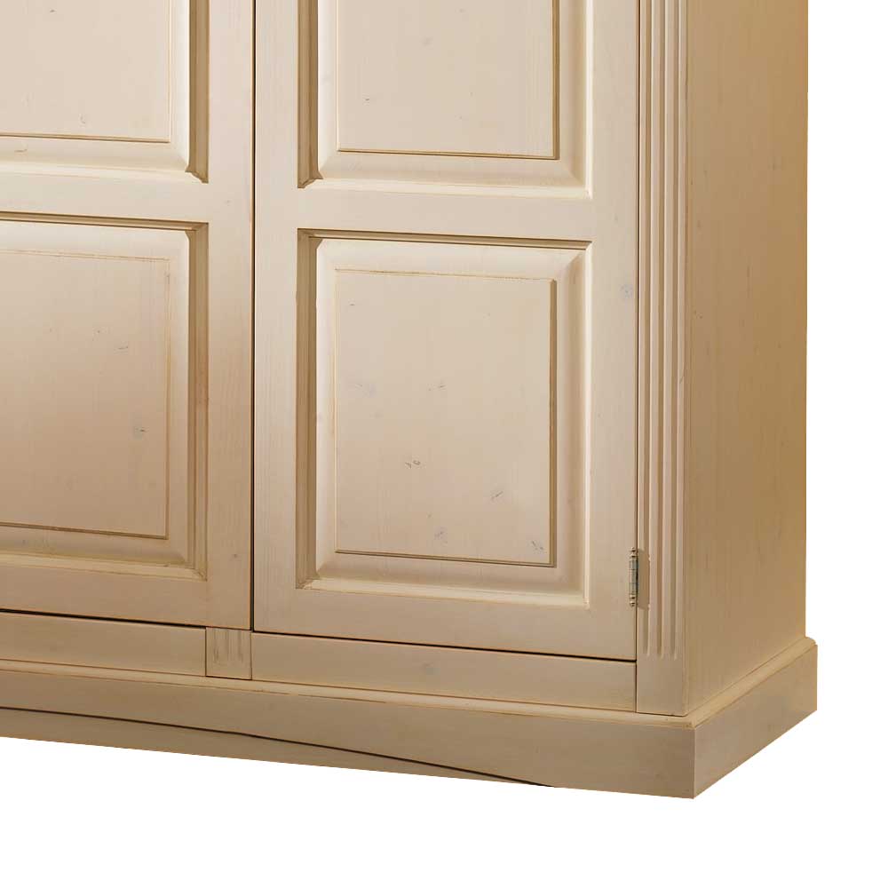 Massivholz Kleiderschrank Jaif in Creme Vintage