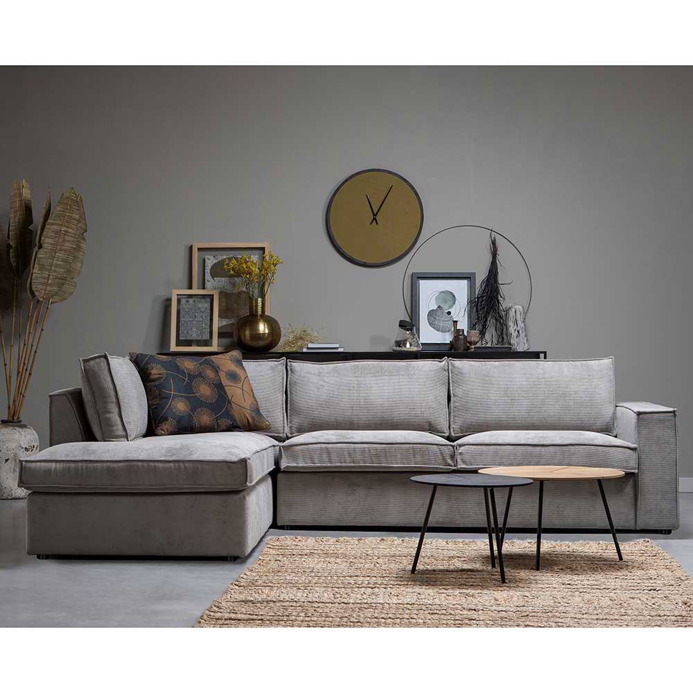 Ecksofa Hope aus Cord-Webstoff und Massivholz