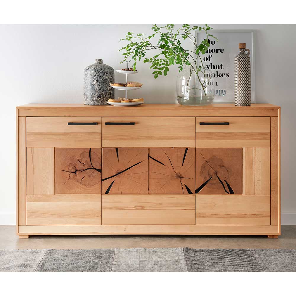 172x86x40 Modernes Kernbuche Sideboard 3-türig - Sarosca