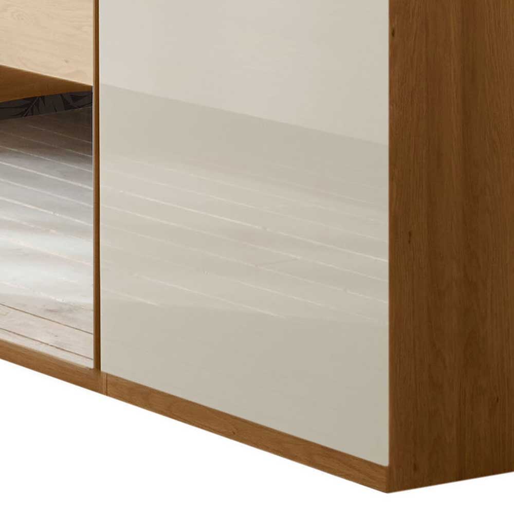 3-türiger Kleiderschrank in Eiche & Beige - Emdsiva