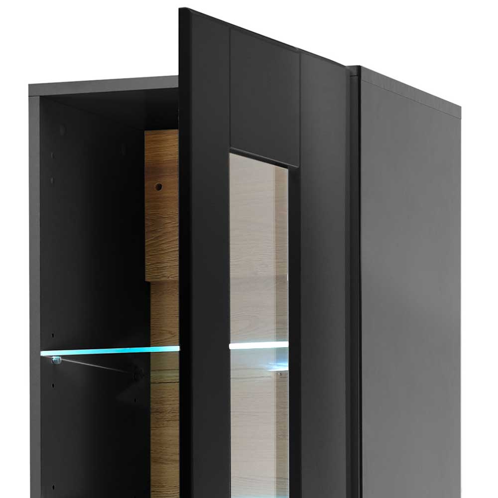 Moderne Design Vitrine in Schwarz Hochglanz - Fincaldon