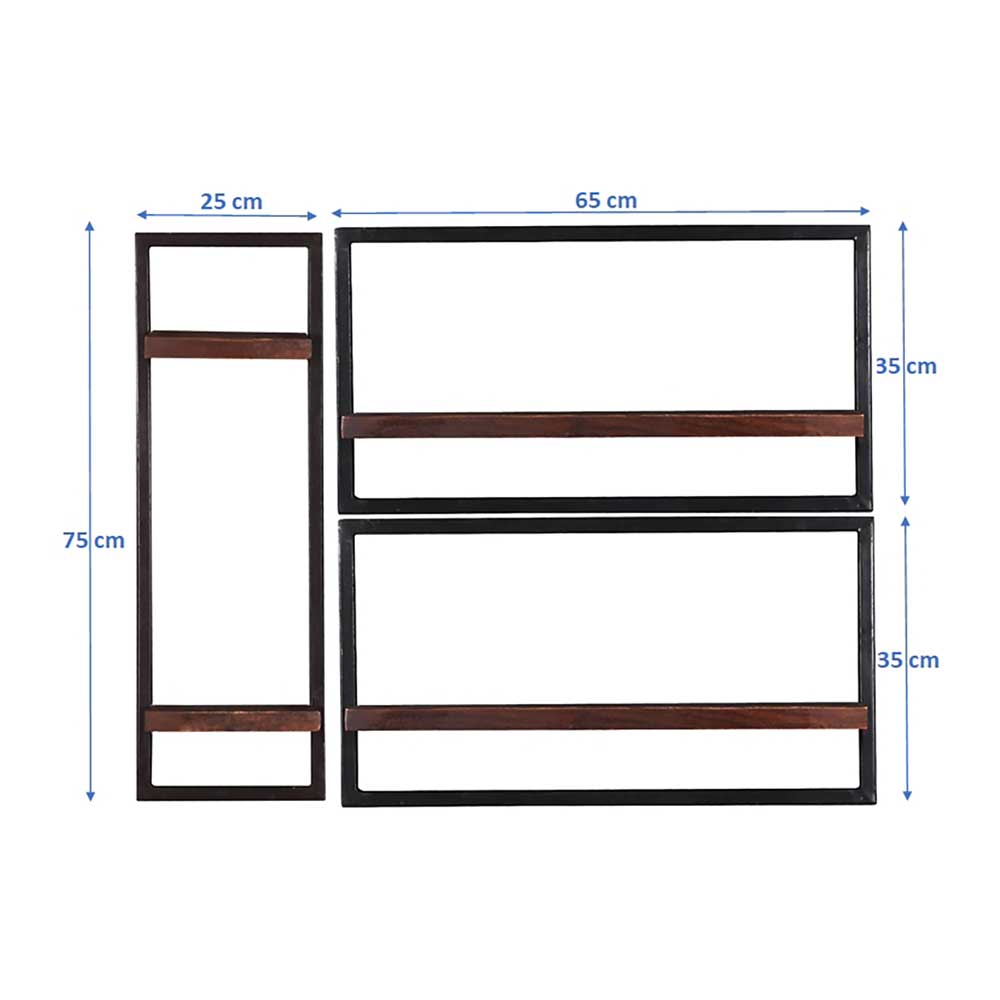 Industry Designregale für die Wand - Solapura (dreiteilig)