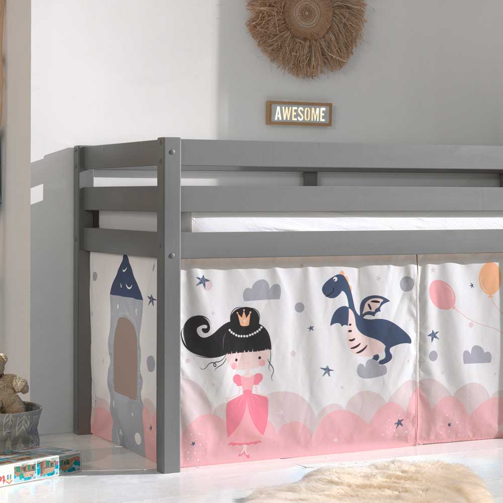 Märchen Kinderzimmer Hochbett in Grau - Uschi