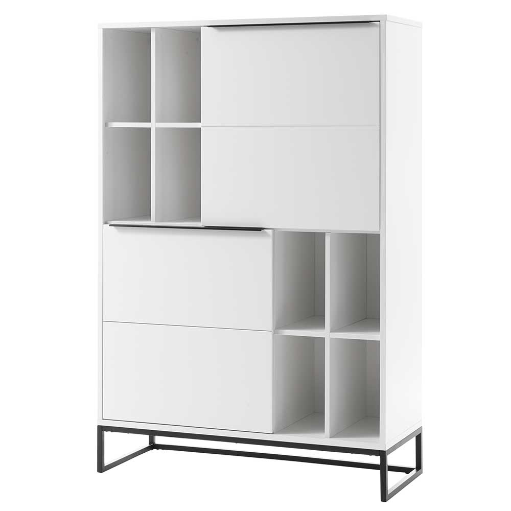 Weißes Highboard mit 8 Fächern & 2 Türen - Enkraja