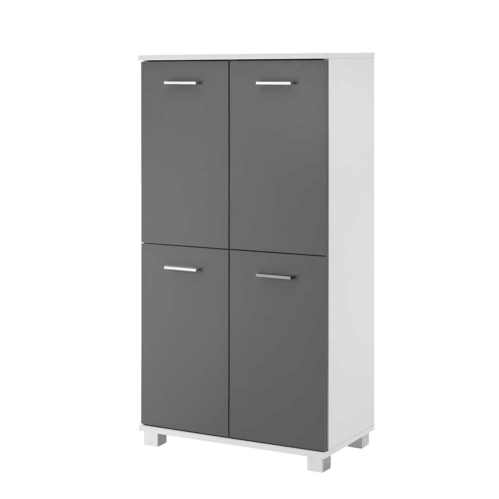 60x117 cm Bad Highboard in Grau & Weiß - Mirista