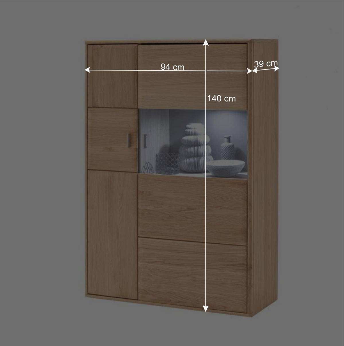 Design Highboard Vernella aus Eiche Bianco