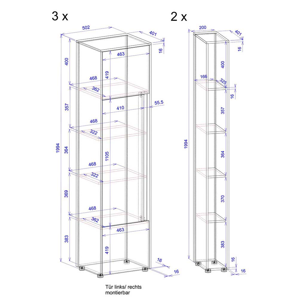 Büro Schrank- und Regalwand Set - Ahilav (fünfteilig)