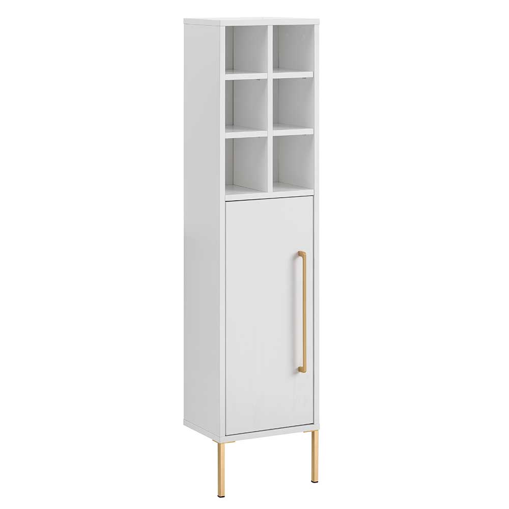 30x131x22 Badschrank in Weiß & Gold - Nuszaleva I