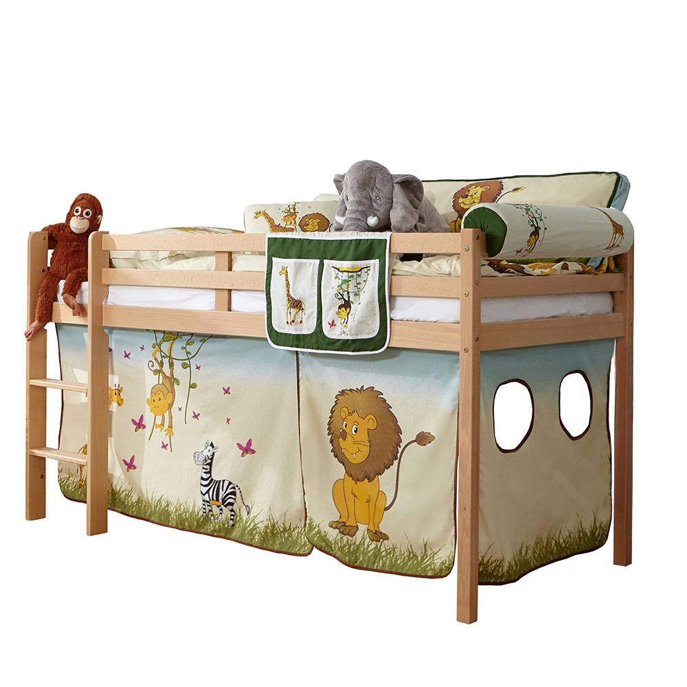 Tierisches Hochbett aus Buche mit Stoff Set - Salvatore