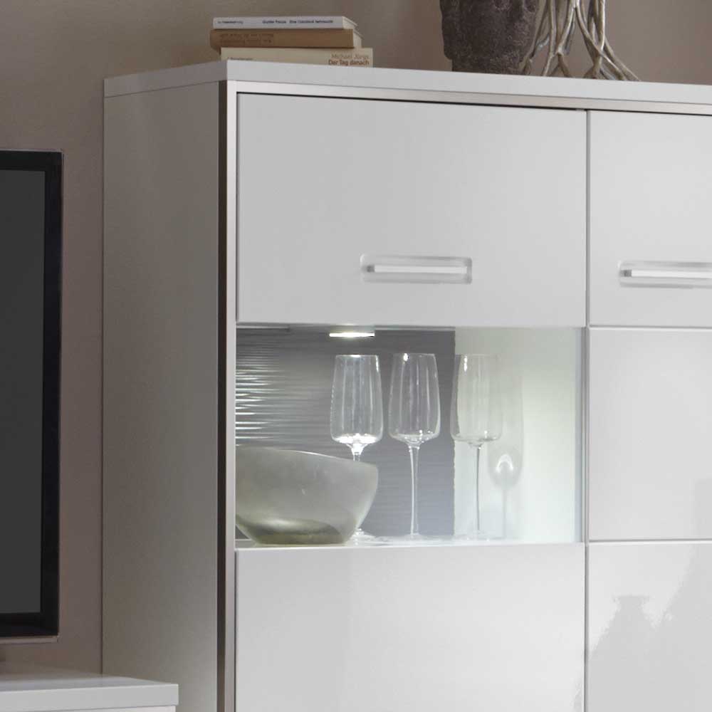 Hochglanz Highboard Tacroma in Weiß Glas