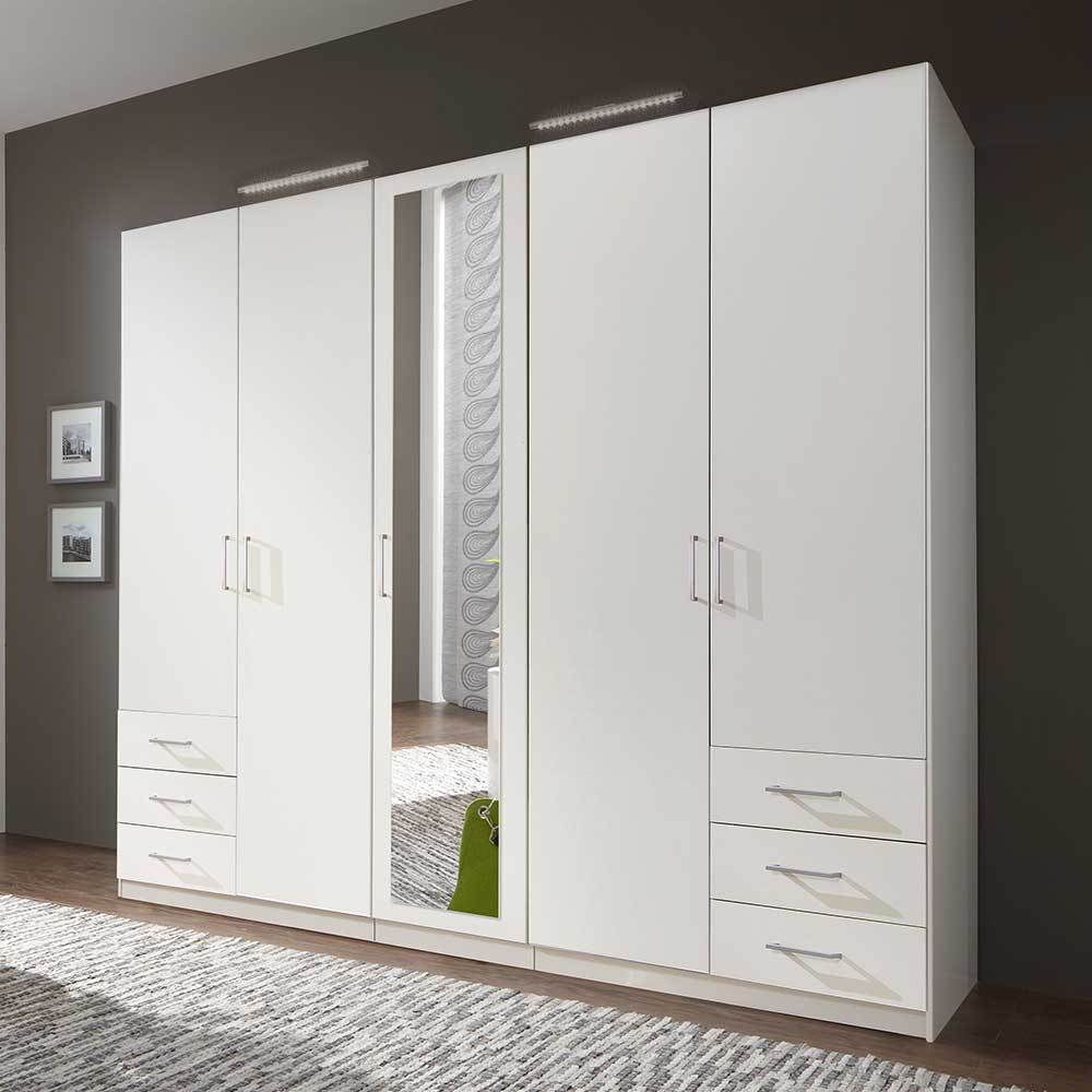 Schlafzimmerschrank in Weiß 225 cm breit - Clewono