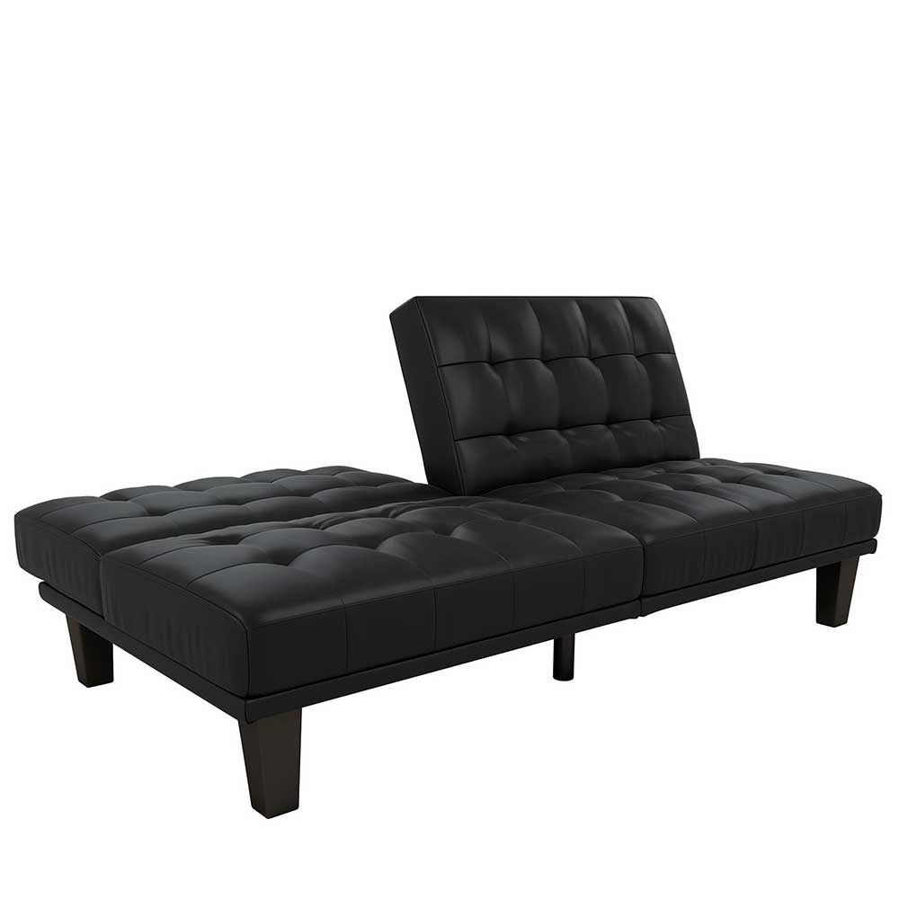 Kunstleder Schlafcouch in Schwarz - Venjar