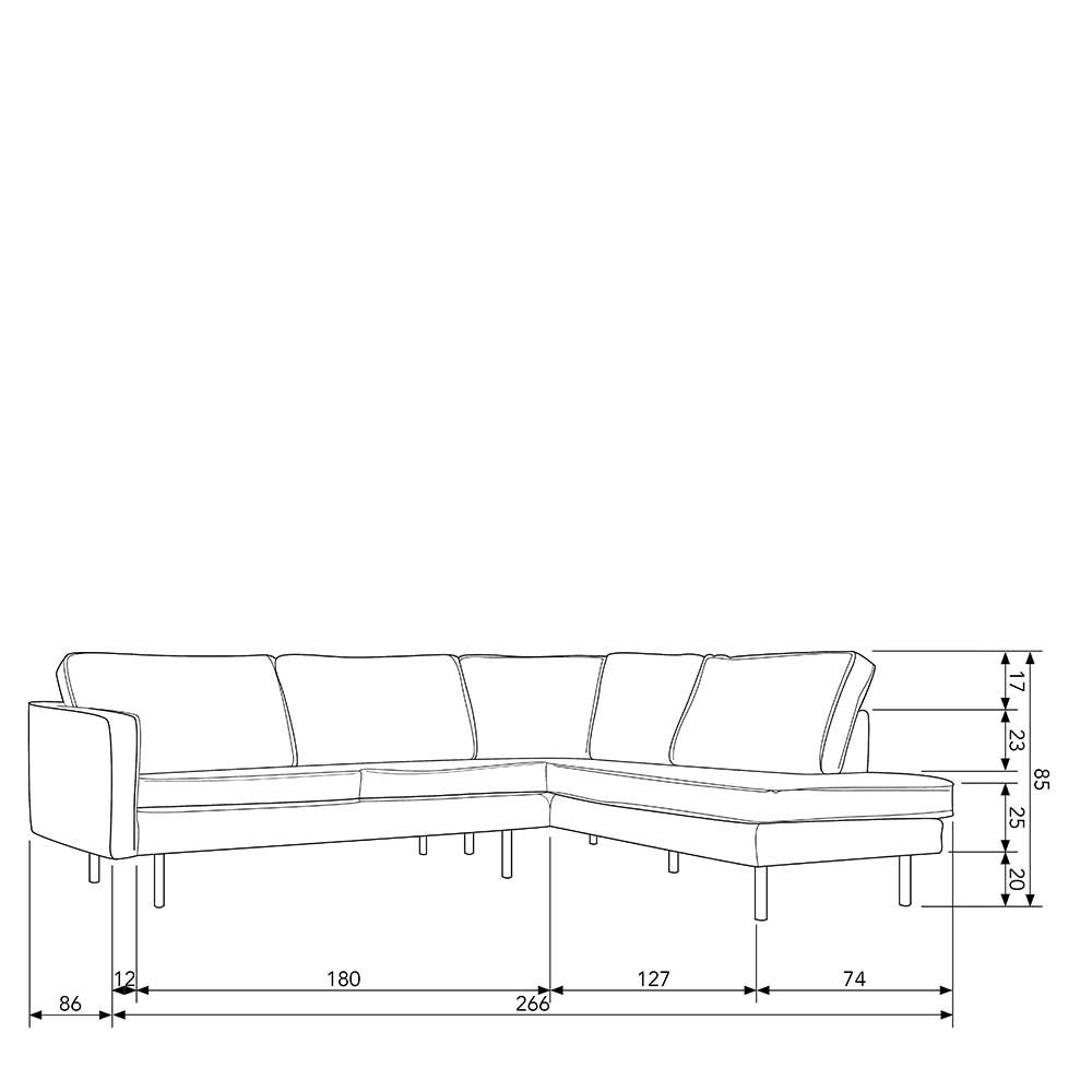 L-Form Wohnzimmer Sofa in Taupe Samt - Museo