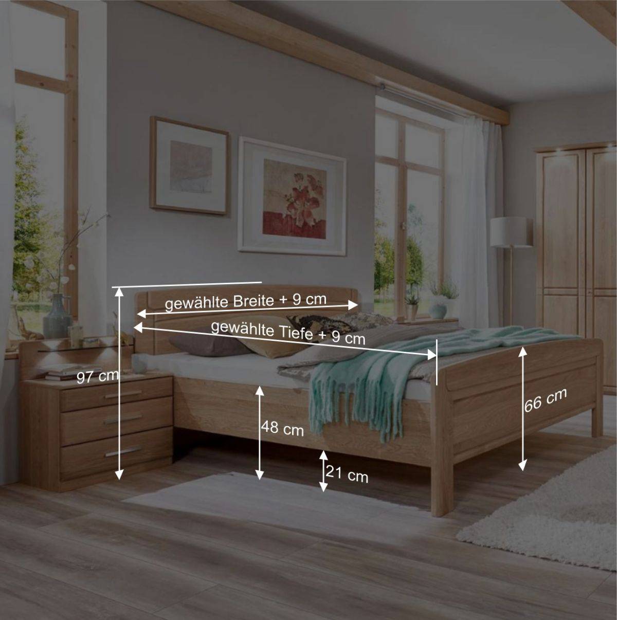 Doppelbett & Nachtkommoden Set - Sendician (dreiteilig)