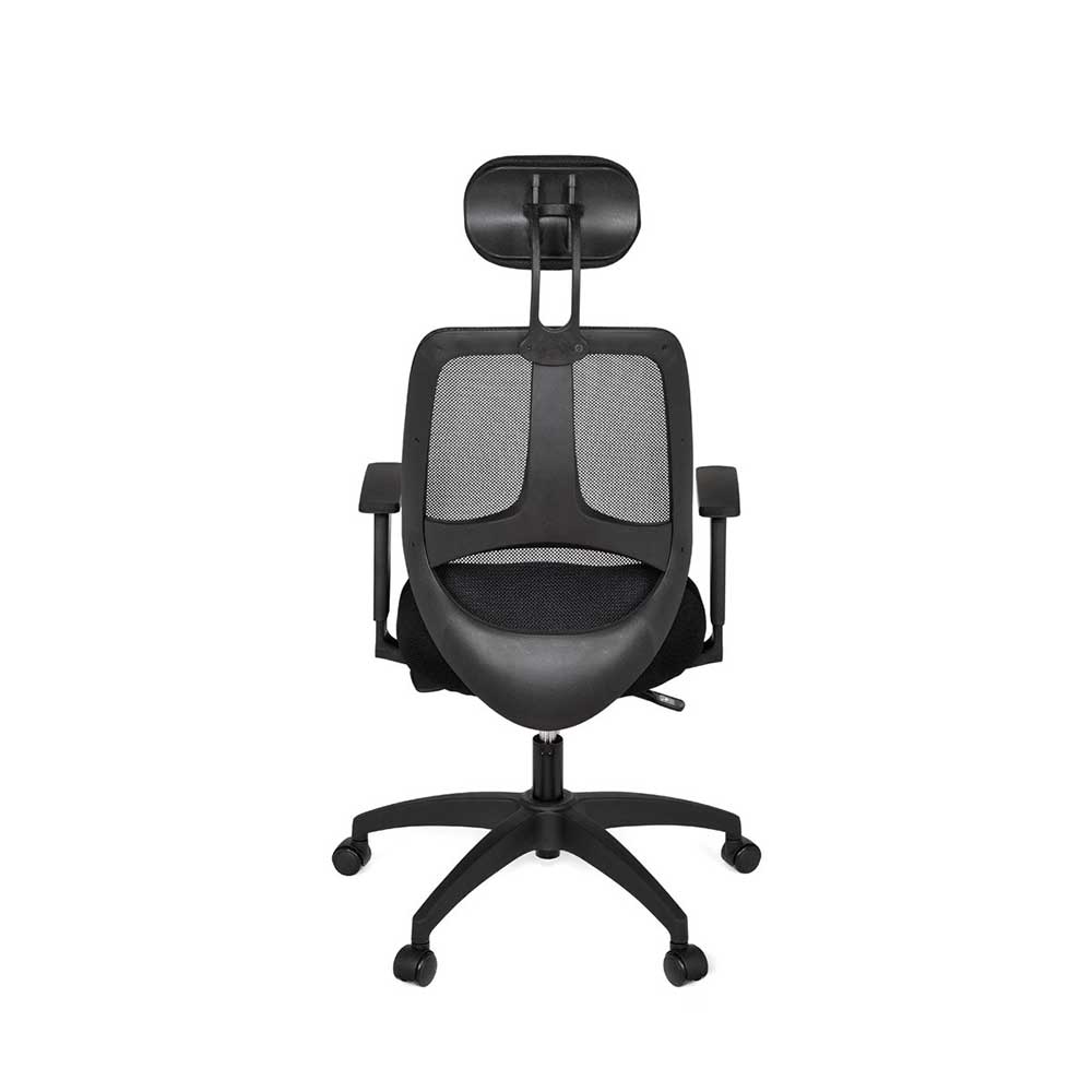 Ergonomischer Bürostuhl mit Kopfstütze in Schwarz - Mint