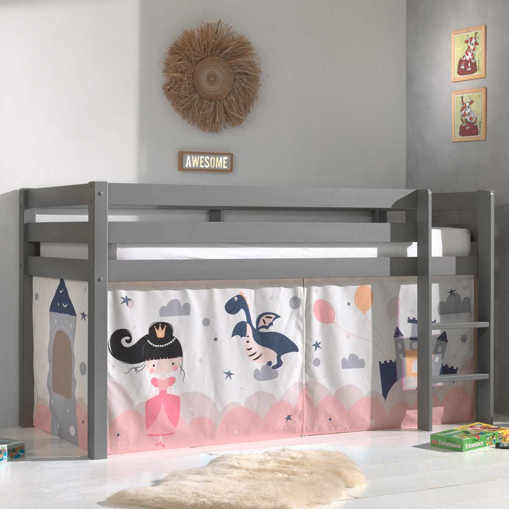 Märchen Kinderzimmer Hochbett in Grau - Uschi