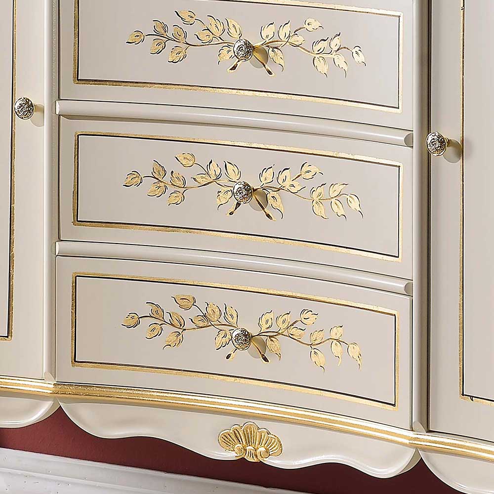 133x90x42 Barockstil Anrichte in Weiß & Gold - Iviada