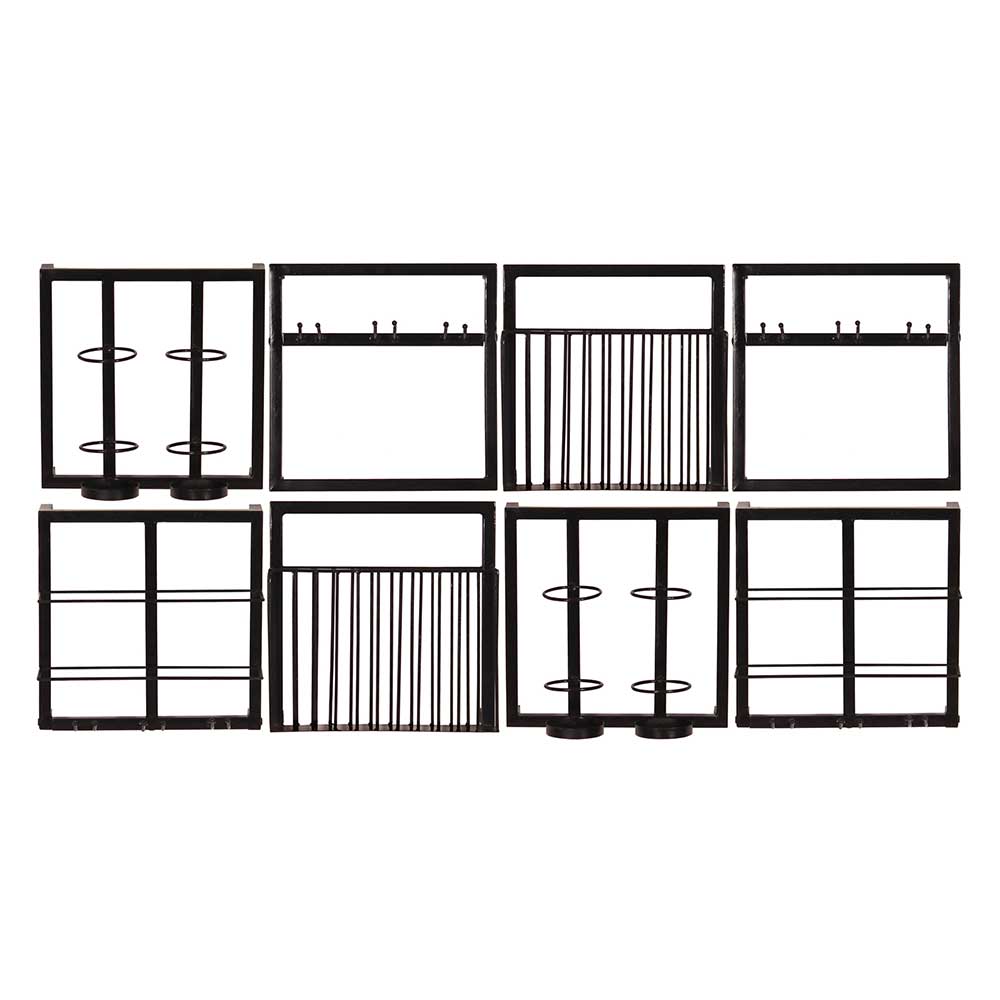 Hängeregal Kombi in Schwarz - Merusha (achtteilig)