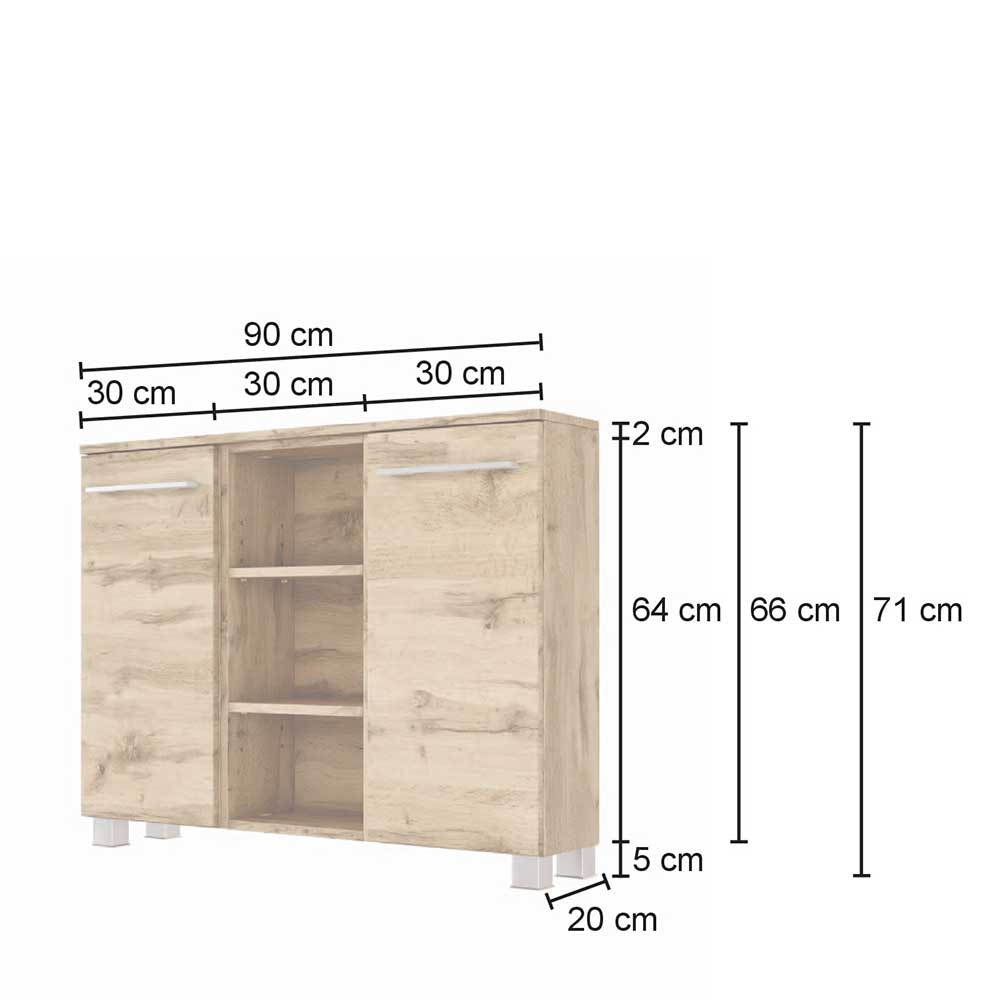 20cm flacher Badezimmer Schrank in Weiß - Yazemina