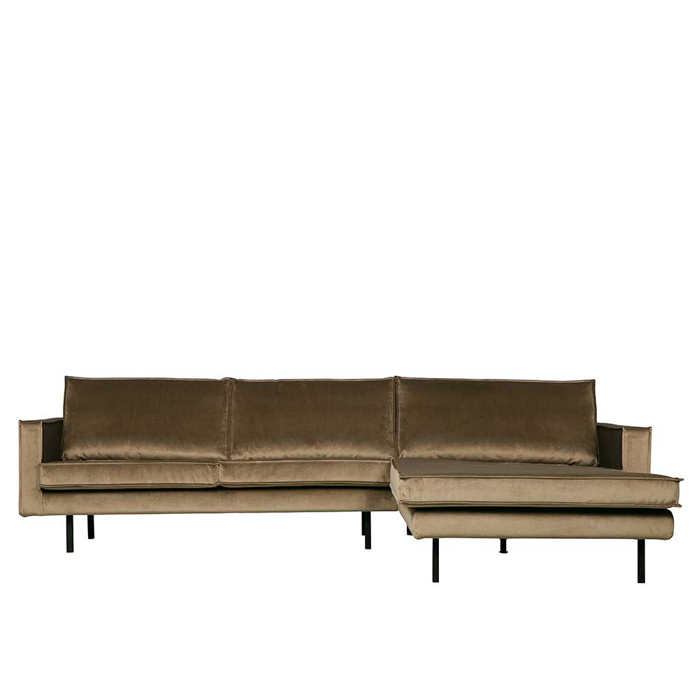 Retro Velvet Ecksofa in Taupe - Museo