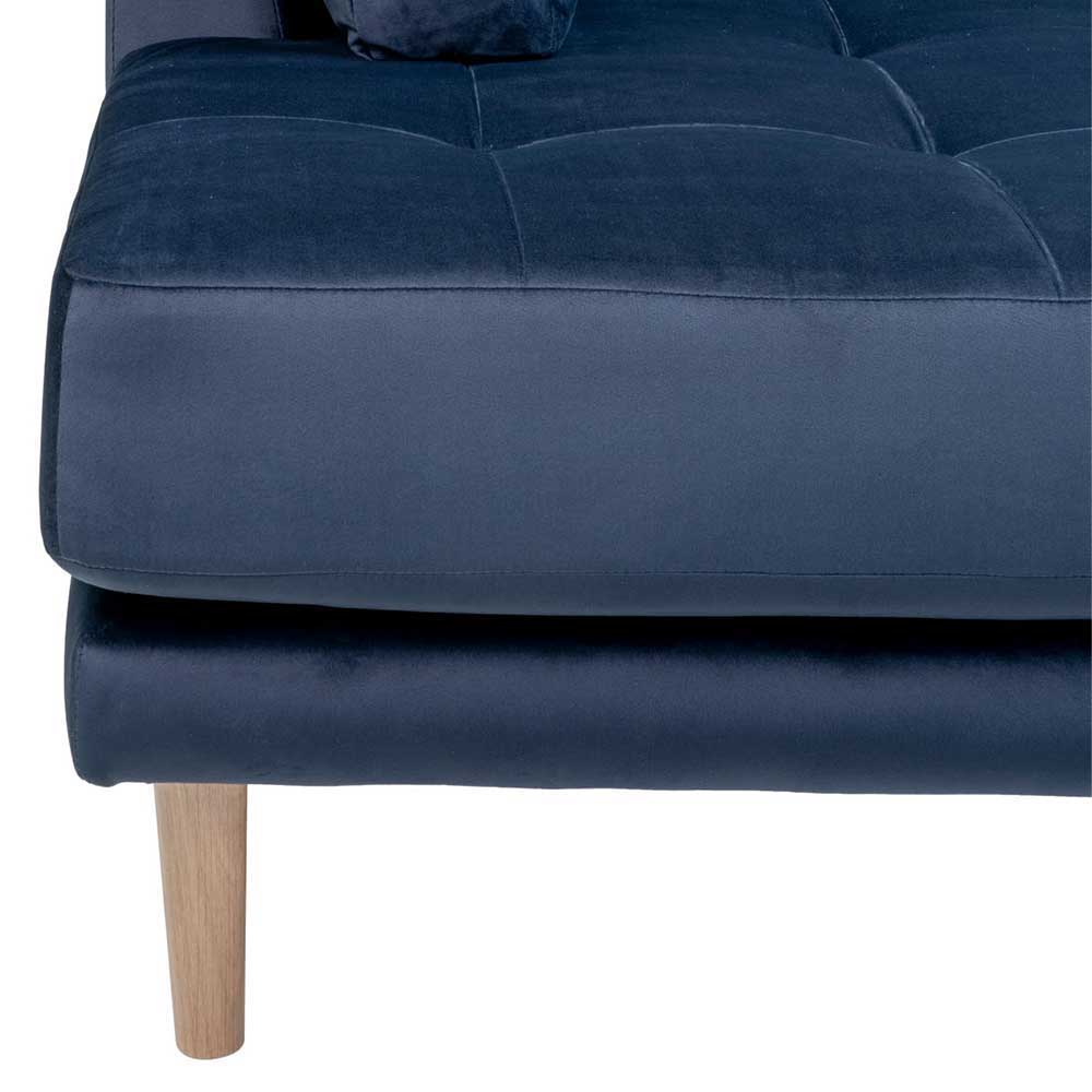 370x78x220 Samt U-Form Couch in Blau - Dominico