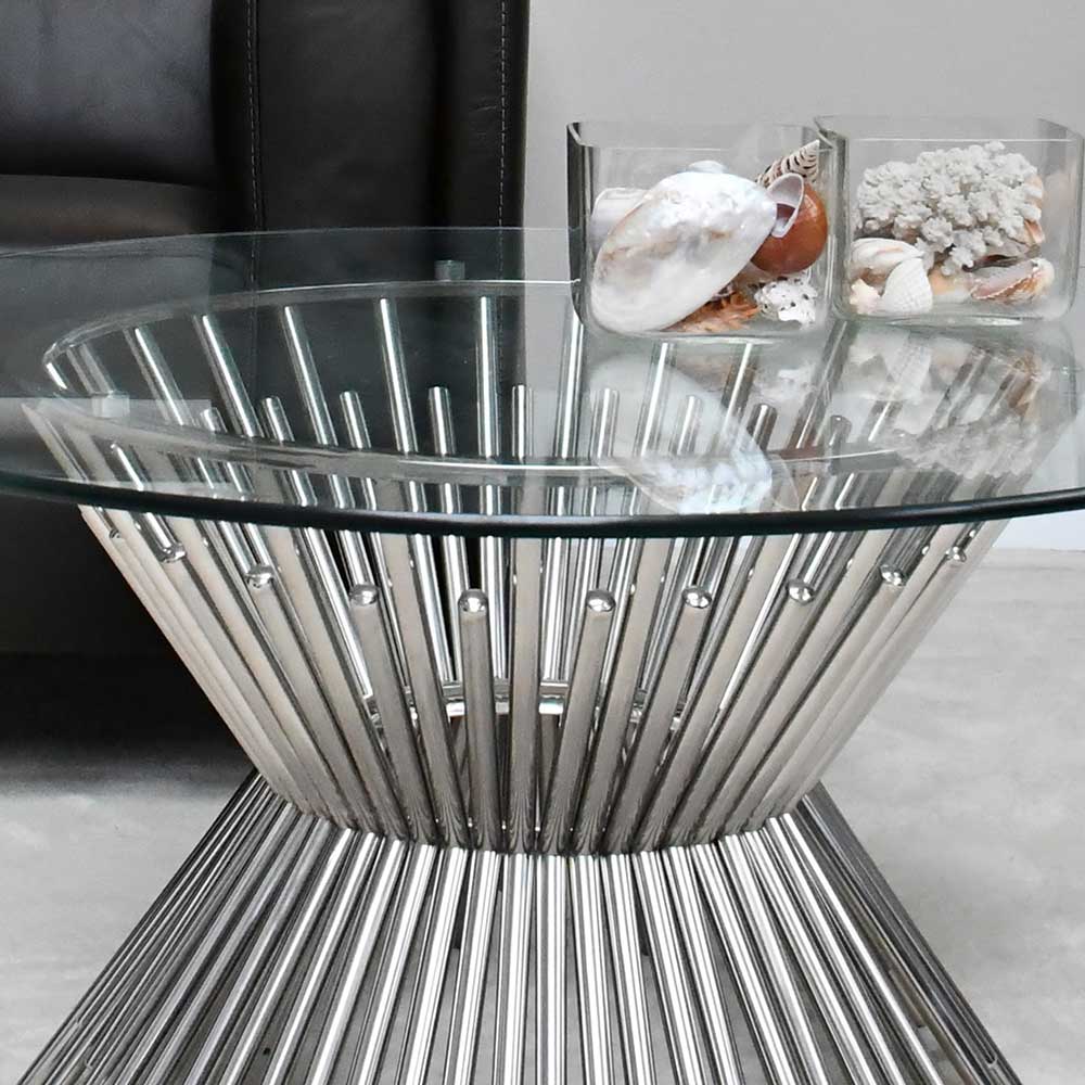 Glas Sofatisch mit Diabolo Designgestell - Anram