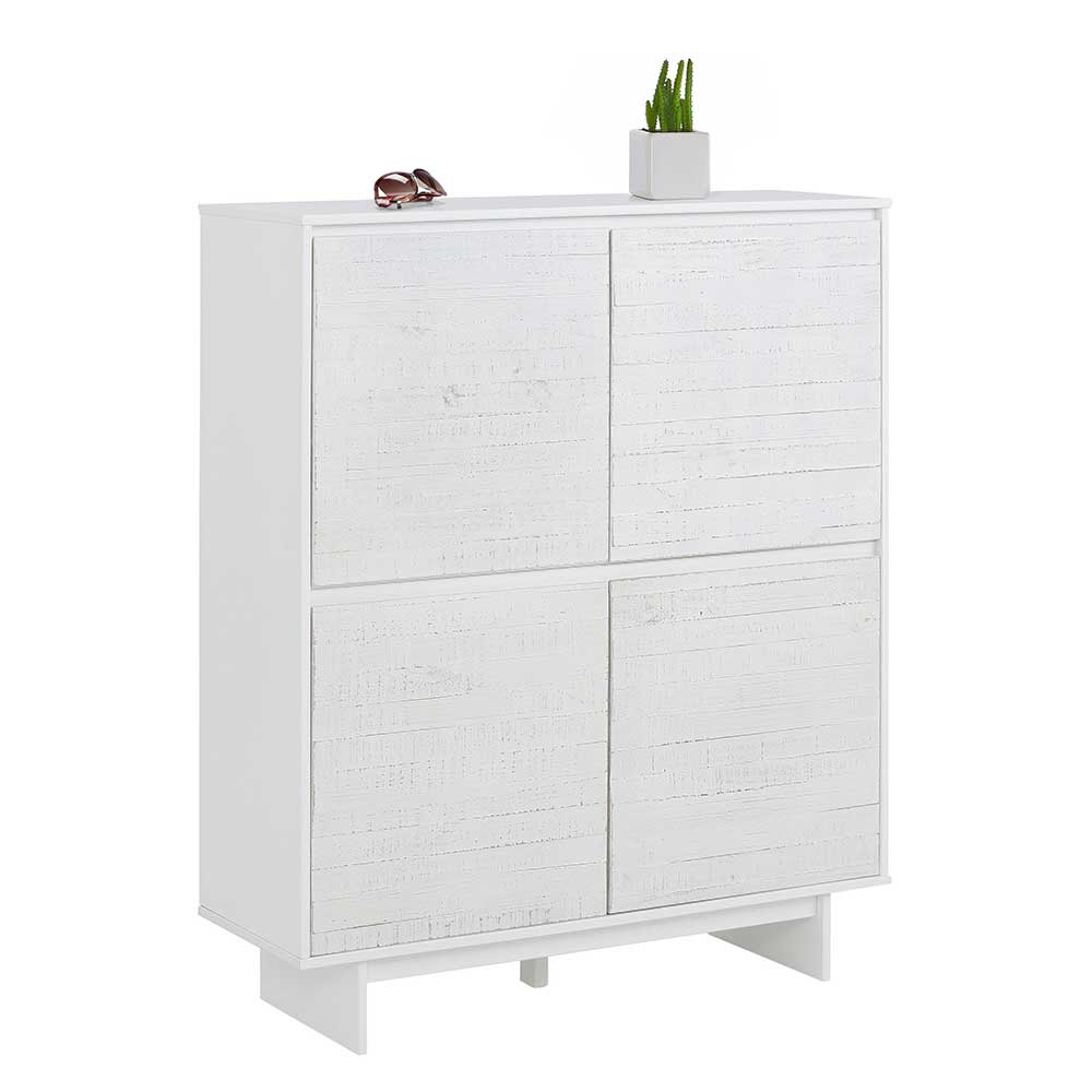 100x120x35 4-türiges Highboard in Weiß lasiert - Vagniu