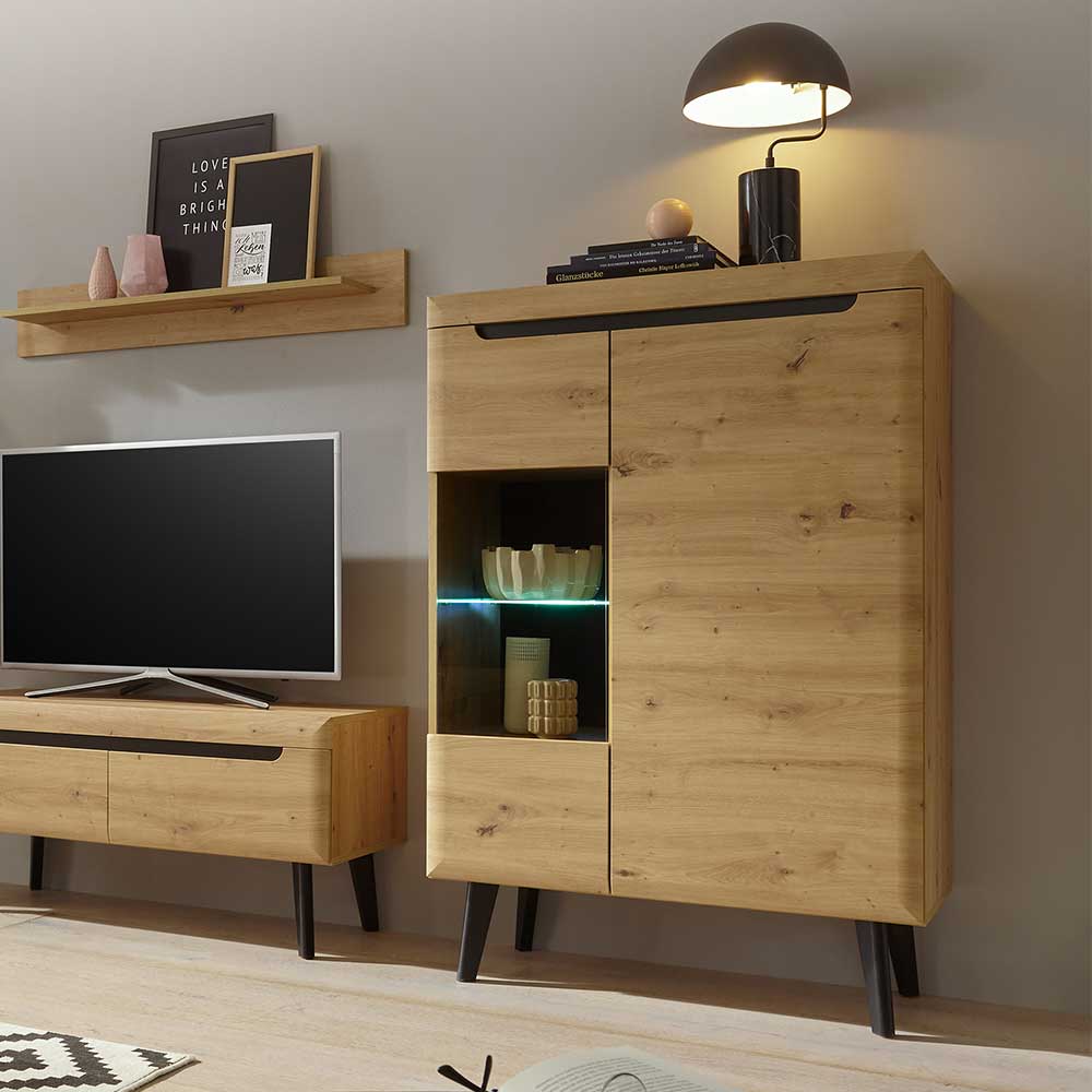 90x134x40 Highboard mit Glaseinsatz 2-türig - Olcian