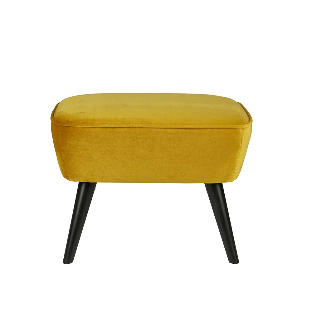 Retro Hocker Almyna in Gelb Stoff