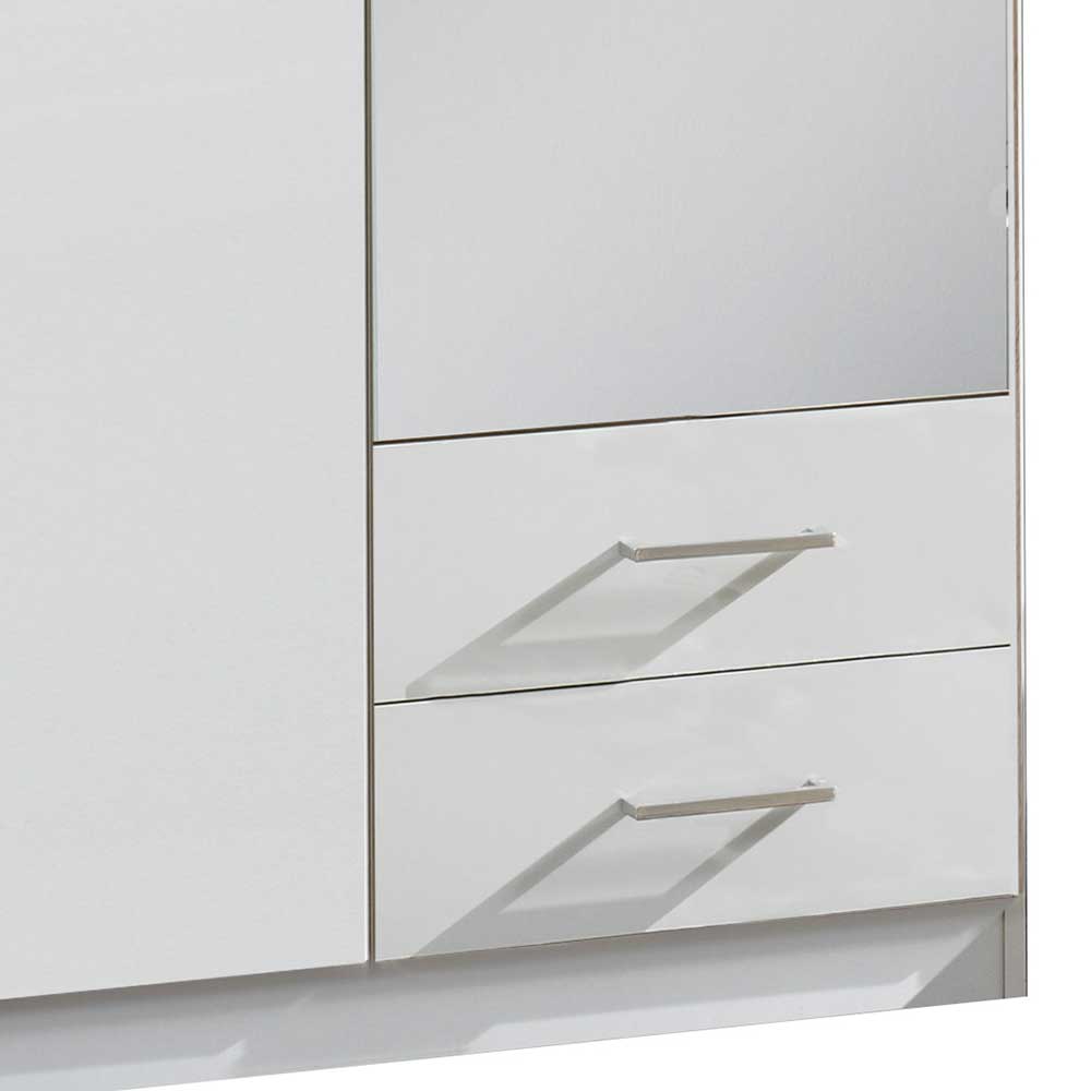 Kombi-Kleiderschrank in Weiß - 91x199x58 - Sanco