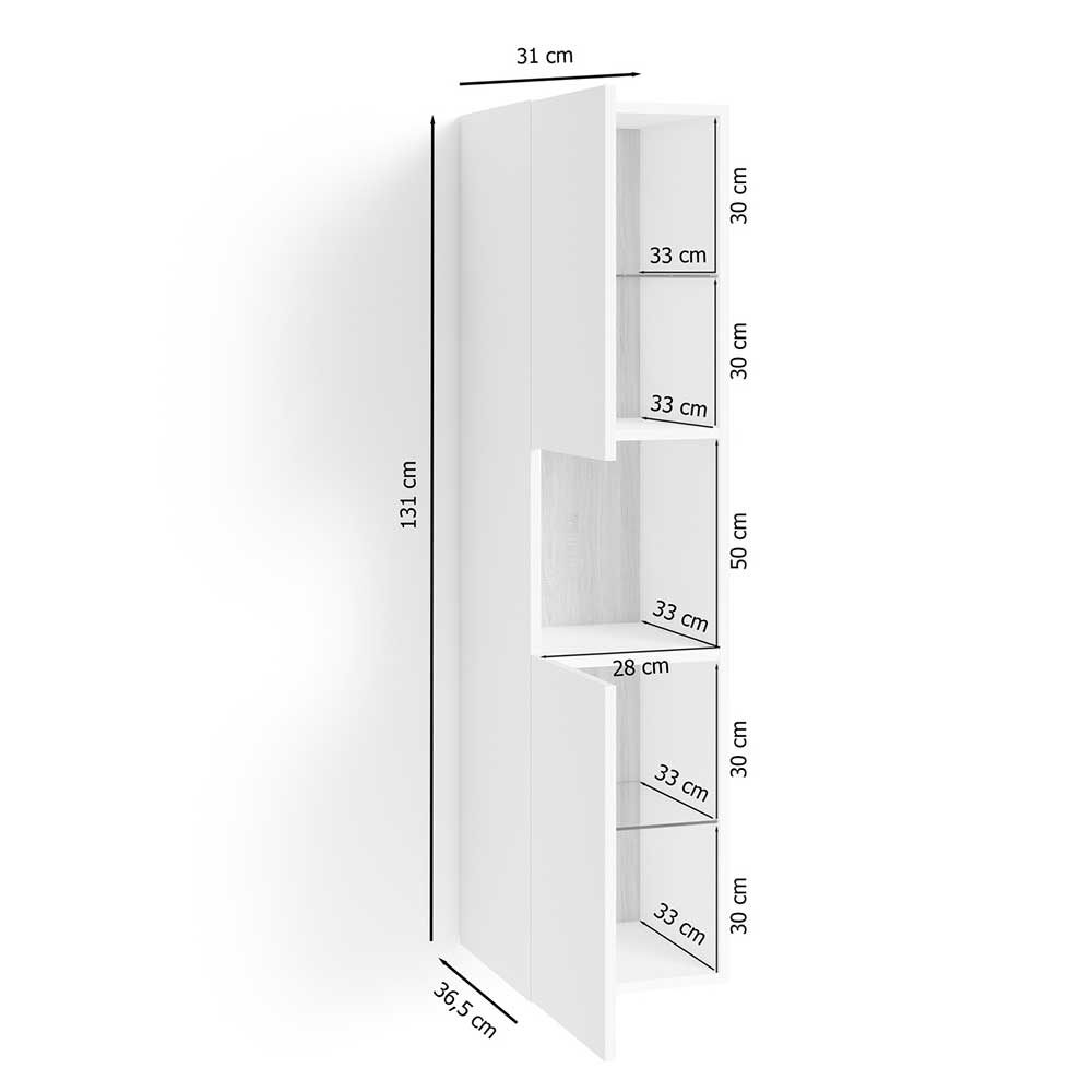 31x131x37 Badezimmer Hochschrank zweifarbig - Ramino