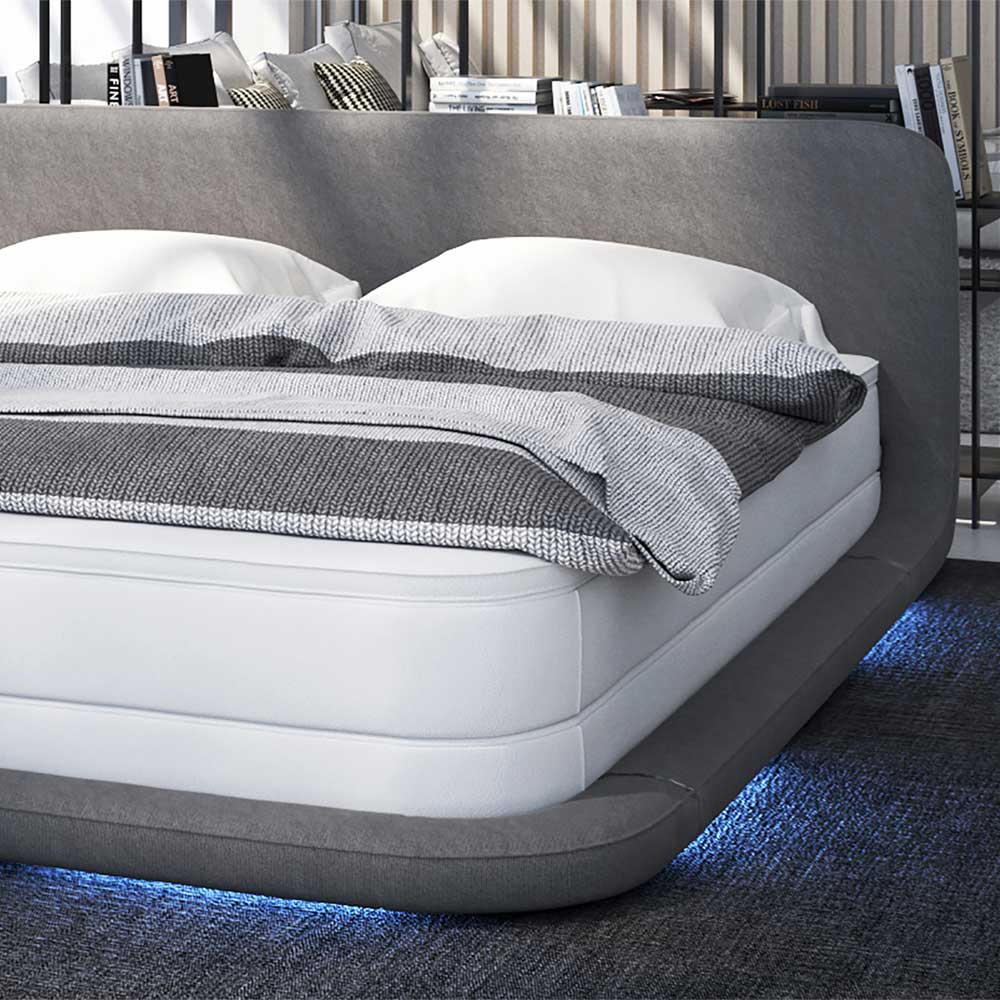 Material Mix Boxspringbett mit LED Licht - Yukons