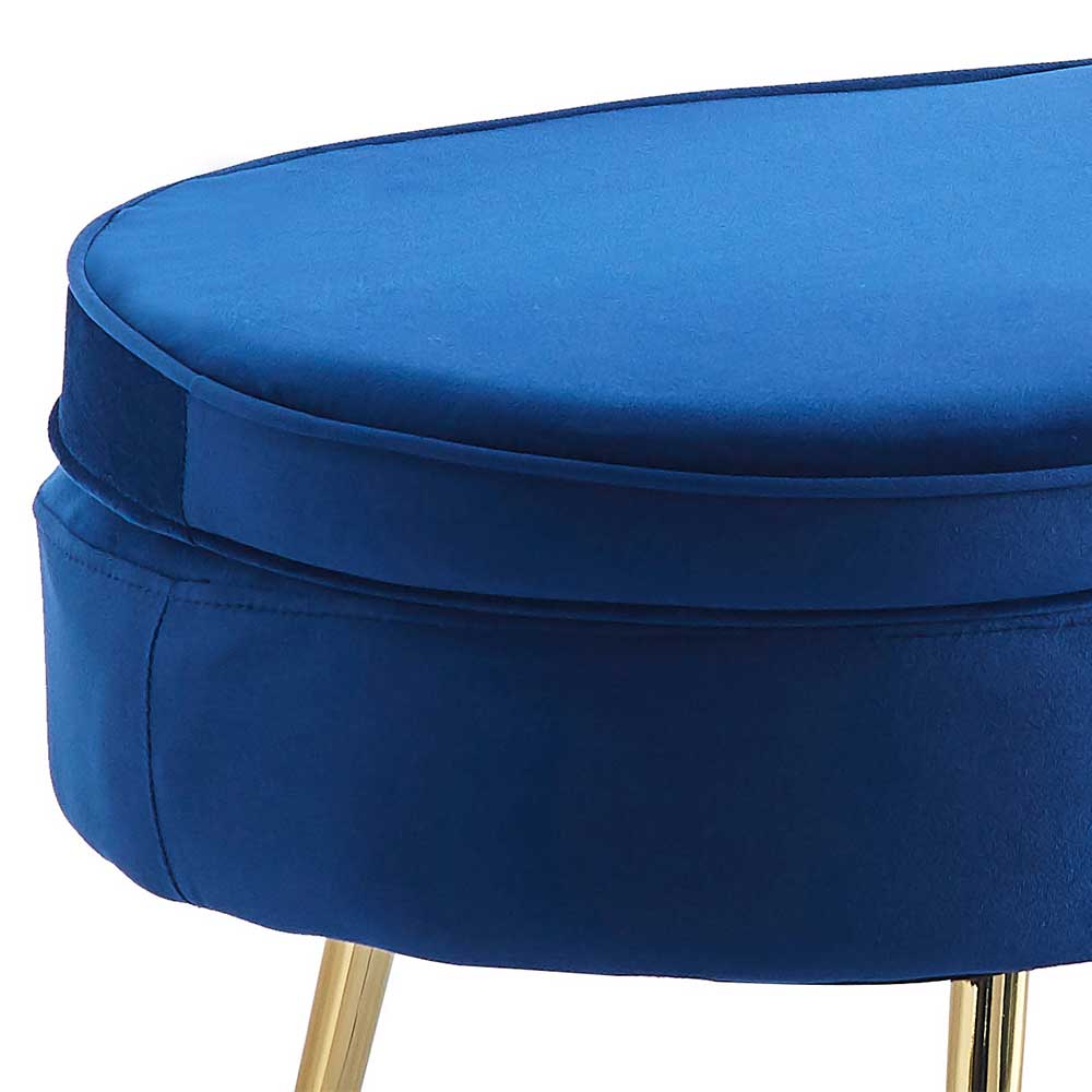 Design Polsterbank in Blau Samt & Gold Metall - Dotagon