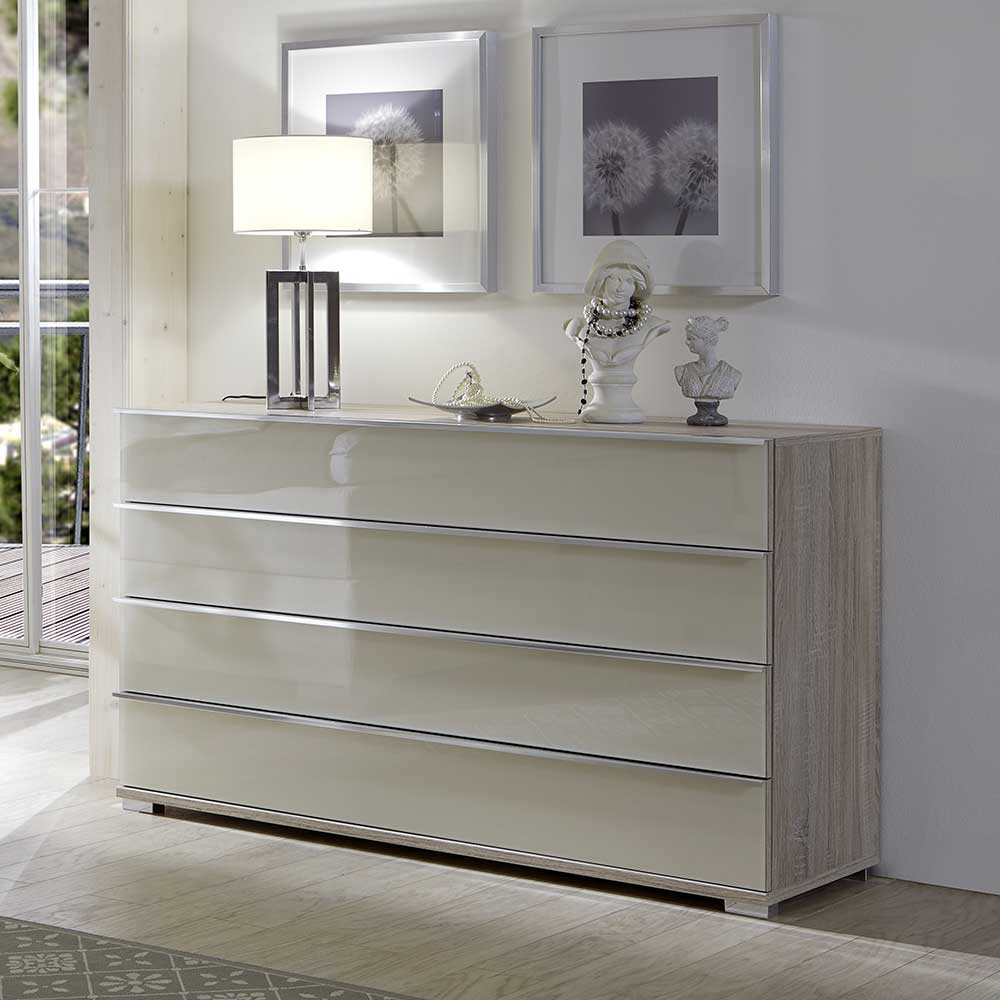 Design Sideboard Monchy in Creme Weiß Glas