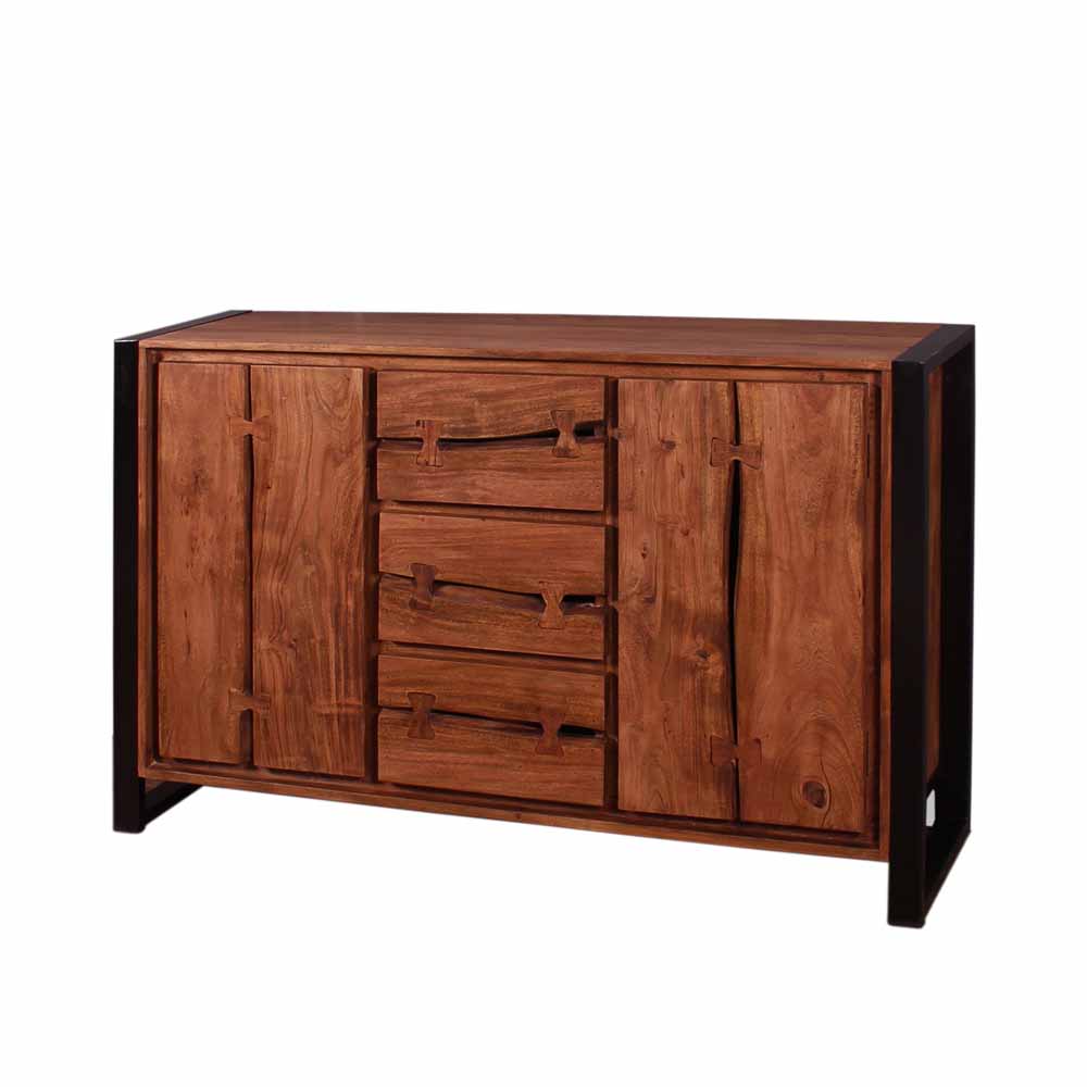 Industry Sideboard aus Akazie Cognac Smantana & Metall Schwarz