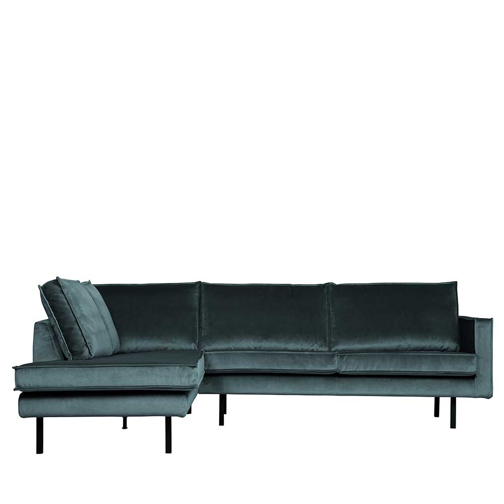 Wohnzimmercouch L-Design in Petrol Blau - Fledos