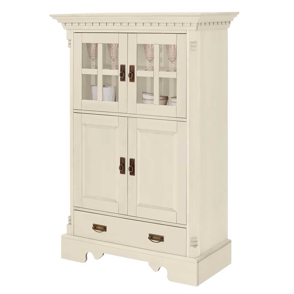 Landhaus Highboard in Creme gewachst - Rospus