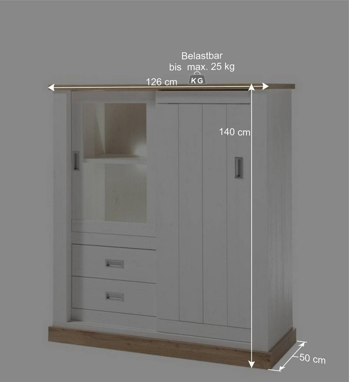 Landhausstil Wohnwand 337 cm breit - Helkaska (vierteilig)