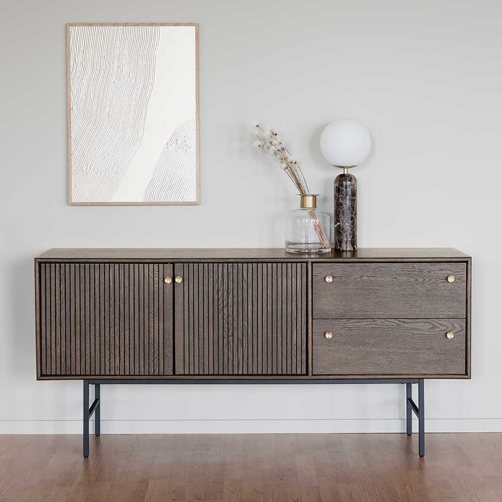 160x75x42 Retro Design Sideboard in Eiche dunkel - Cuzliav